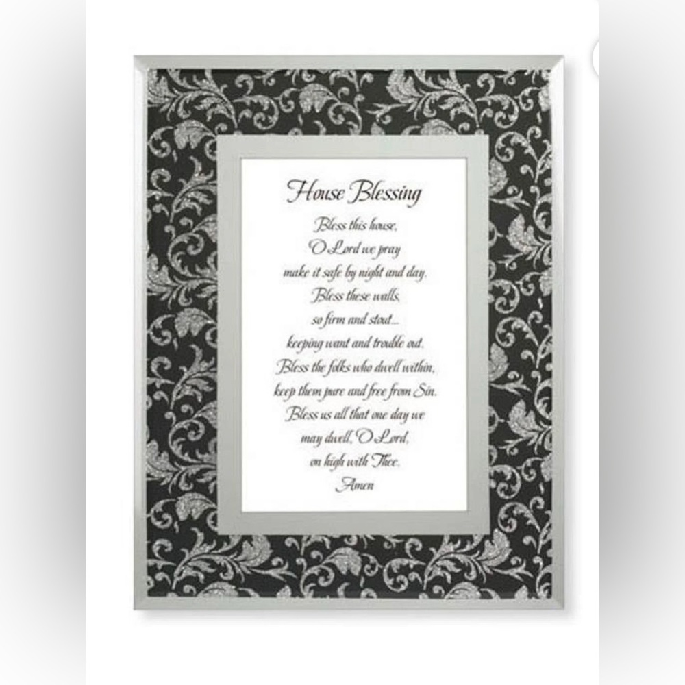 Black & Silver House Blessing Frame 7”x9” table frame w black & silver etching
